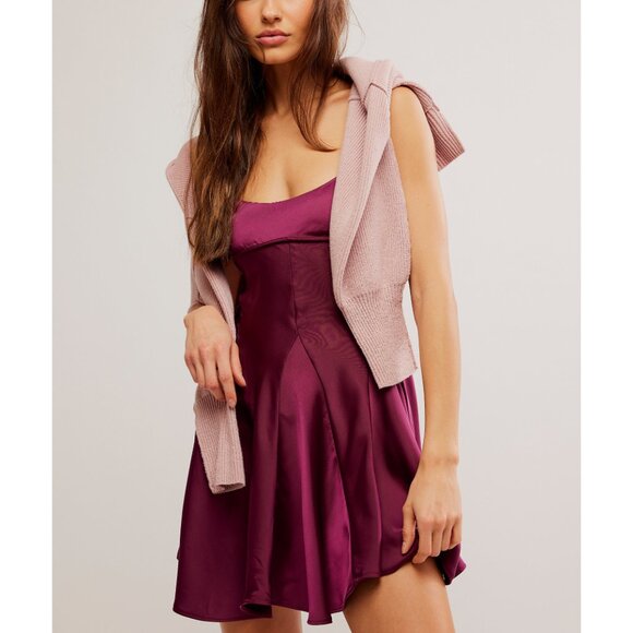 FREE PEOPLE Florence Mini Dress / Amaranth - Picture 1 of 6